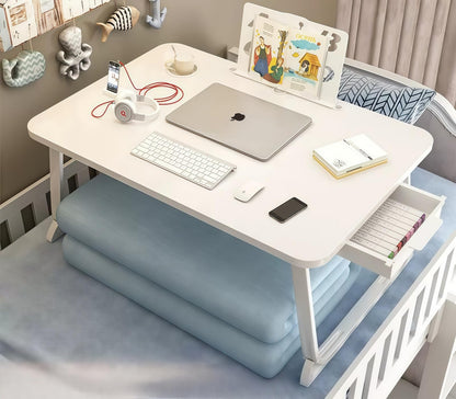 RAKUGEN 折りたたみ ローテーブル 引き出し＆タブレット溝付き｜40×60cm 木製 コンパクト 一人暮らし ベッド・座卓対応