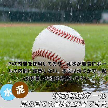 RAKUGEN 硬式野球ボール キャッチボール グローブ野球ボール トスバッティング ティーバッティング ゴロ捕球 高い耐久性 PVC+木屑芯素材 野