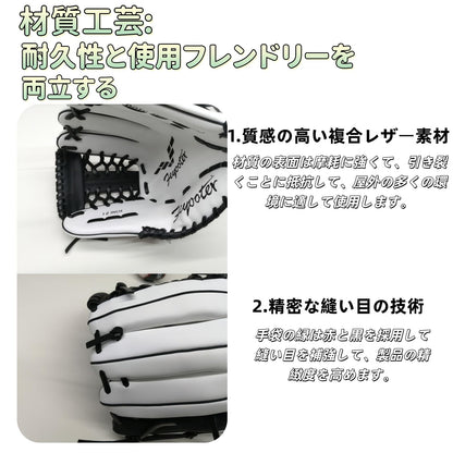 RAKUGEN 野球グローブ 軟式・ソフトボール兼用 オールラウンド用｜高耐久PVC 滑り止め衝撃吸収パット内蔵 子供・親子・初心者向け