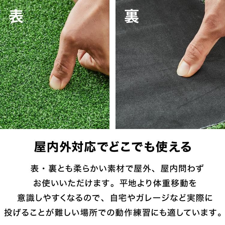 RAKUGEN 野球投手マウント 野球ピッチャーマウンド ポータブルピッチングマウンド スロープ設計 人工芝付き 持ち手付き ピッチング補助 滑り止め