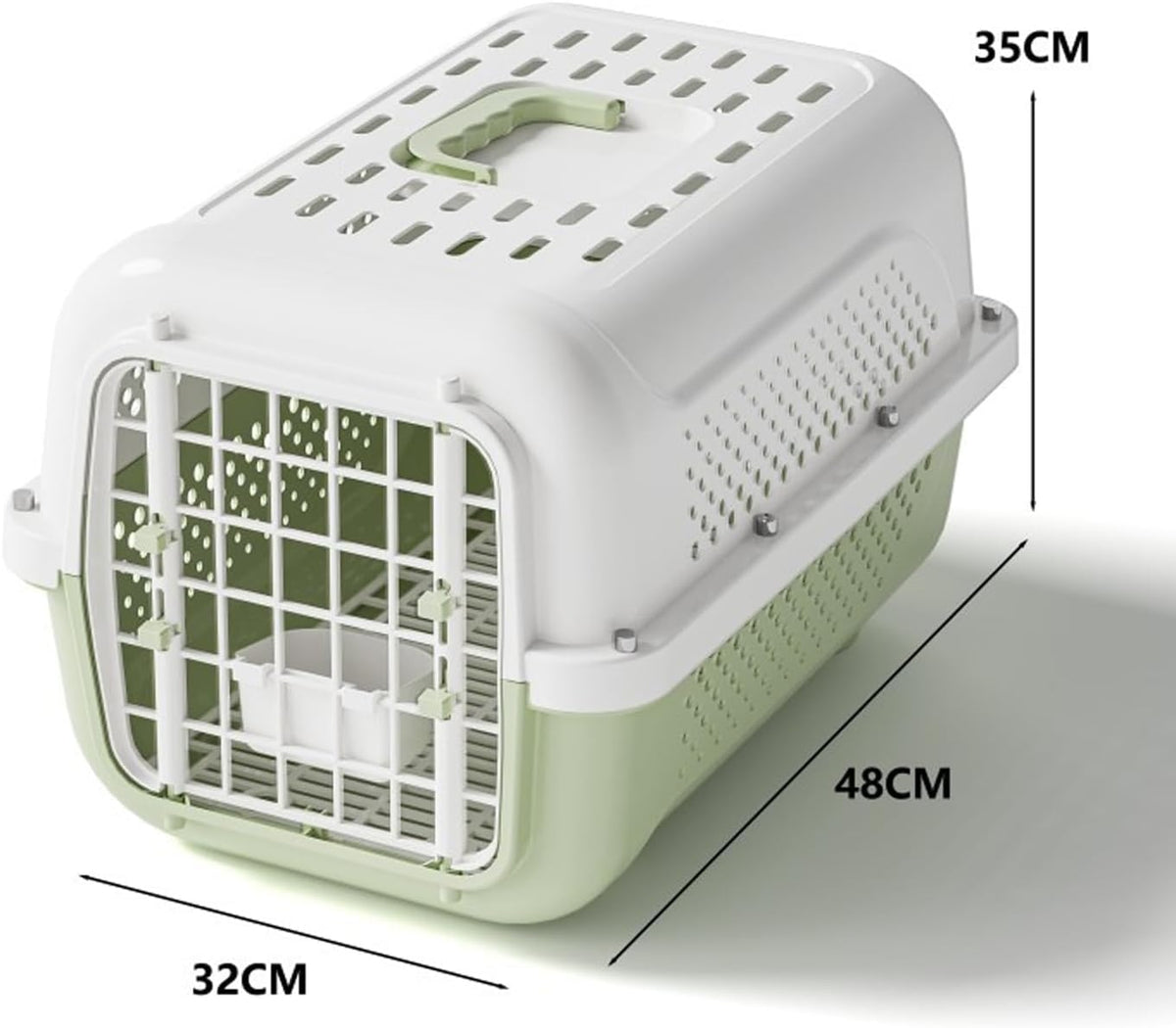 RAKUGEN ペットキャリー ハードクレート 猫・小型犬用｜水トレー付き 航空輸送対応 通気性抜群 幅32×奥行48×高さ35cm 通院・旅行・避難用