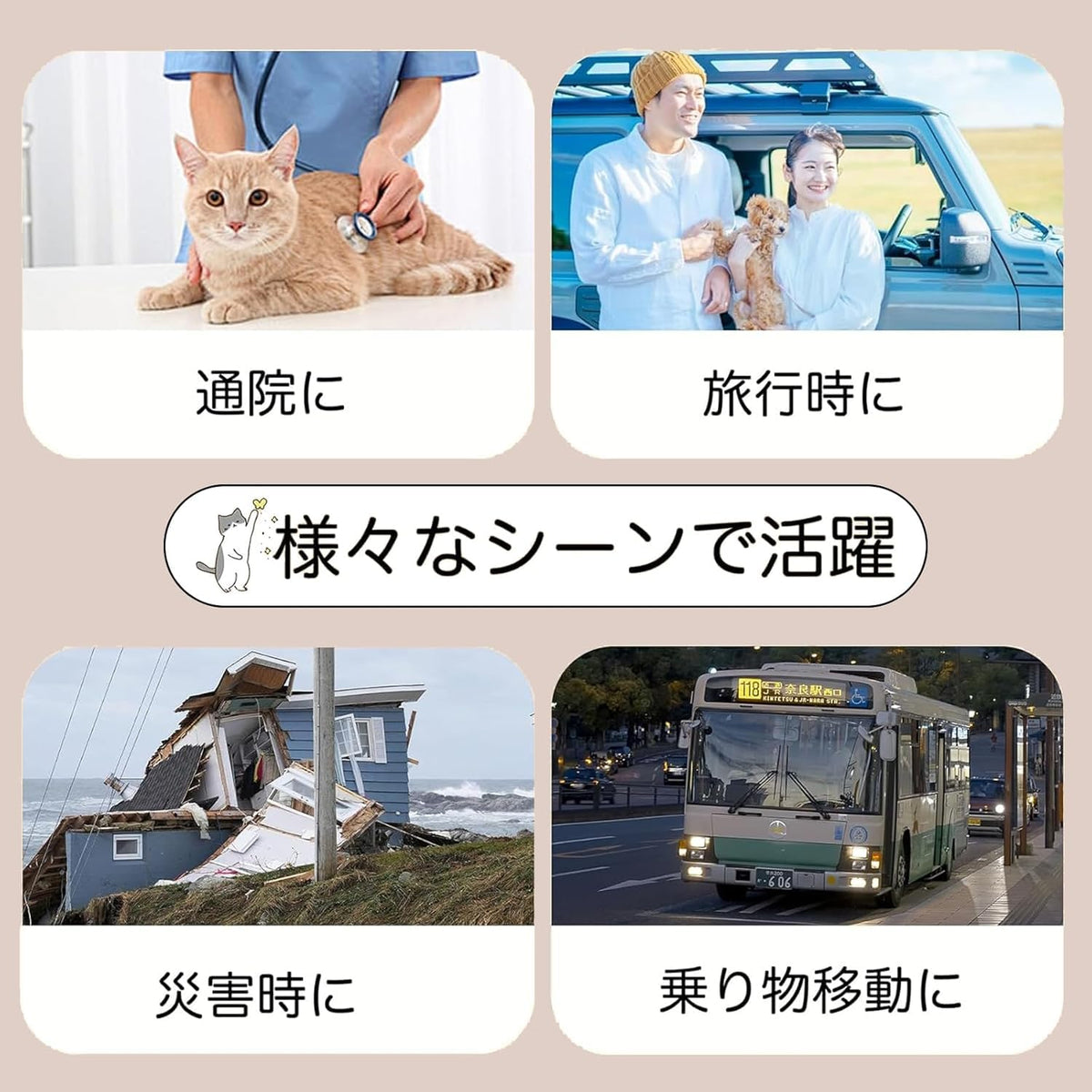 RAKUGEN ペットキャリー ハードクレート 猫・小型犬用｜水トレー付き 航空輸送対応 通気性抜群 幅32×奥行48×高さ35cm 通院・旅行・避難用
