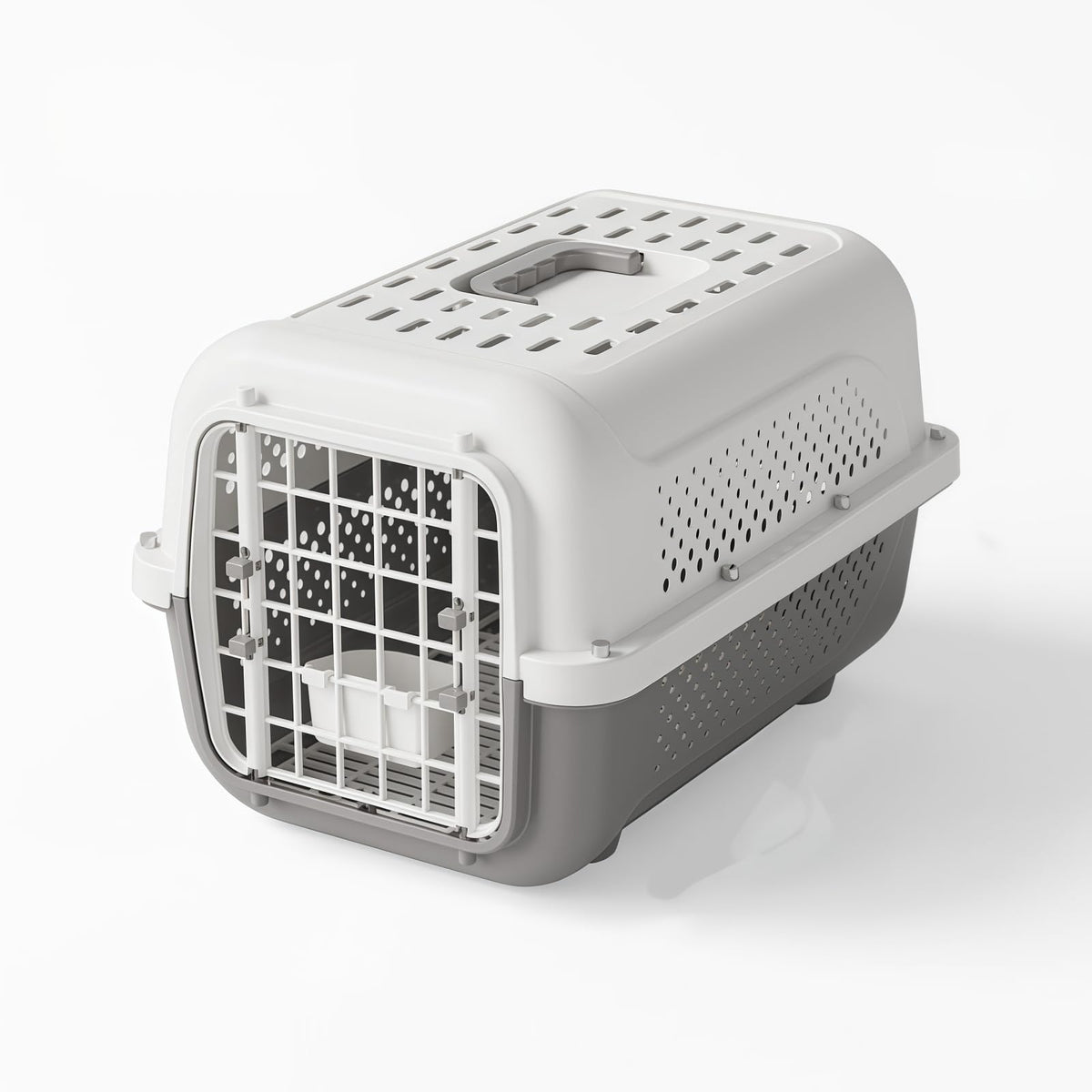 RAKUGEN ペットキャリー ハードクレート 猫・小型犬用｜水トレー付き 航空輸送対応 通気性抜群 幅32×奥行48×高さ35cm 通院・旅行・避難用
