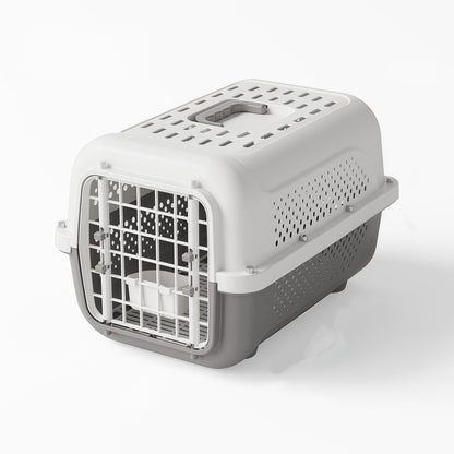 RAKUGEN ペットキャリー ハードクレート 猫・小型犬用｜水トレー付き 航空輸送対応 通気性抜群 幅32×奥行48×高さ35cm 通院・旅行・避難用