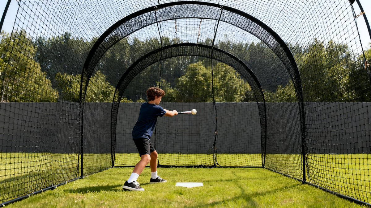 RAKUGEN 野球バッティングゲージ 6.7×3.5×3m 防球ネット 大型 打撃練習 硬式軟式対応 キャリーバッグ付き