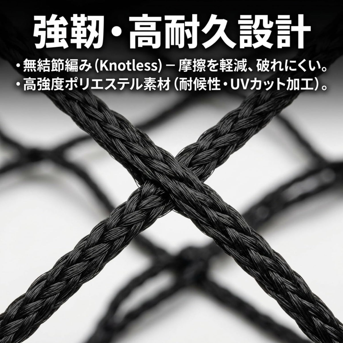 RAKUGEN 野球ネット 防球ネット 取替用ネット単体｜高耐久ポリエチレン 飛散防止 結束バンド付 庭・グラウンド用