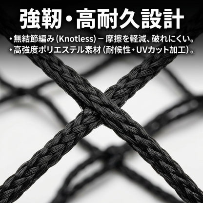 RAKUGEN 野球ネット 防球ネット 取替用ネット単体｜高耐久ポリエチレン 飛散防止 結束バンド付 庭・グラウンド用