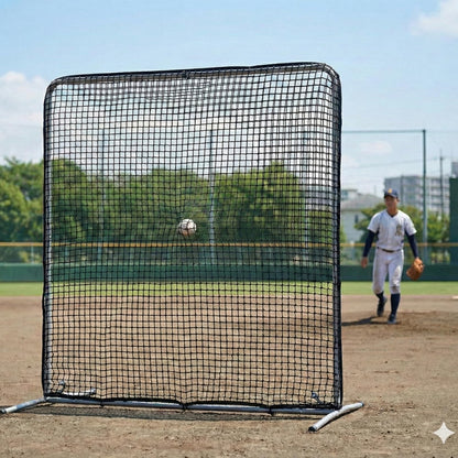 RAKUGEN 野球防球ネット 2.1m×2.1m 防球 防護機能付き 大型 バッティング ピッチング練習兼用 バッティングネット 固定型ト スマシン