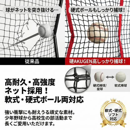 RAKUGEN 野球ネット 2.3m 大型 7点セット バッティングネット 自動集球 ティー バット ボール 収納バッグ付き
