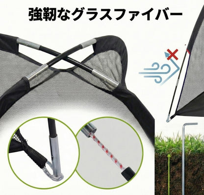 RAKUGEN ゴルフネット 練習用 大型 室内屋外 3x2x1.8m お庭 自宅練習 トレーニング器具 打ち込み 組み立て式 設置簡単 バッグ付き