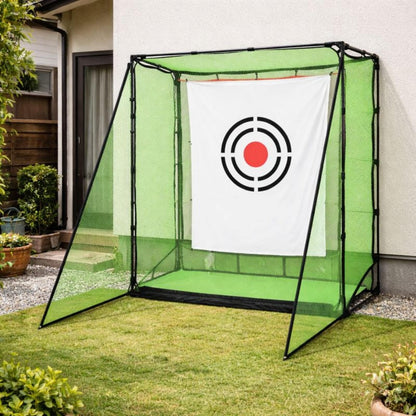 RAKUGEN ゴルフネット 練習用 室内 屋外 自宅 設置簡単 2x2x1m - 全鉄製フレーム アプローチ 練習器具 衝撃吸収 組み立て式 庭 ガ