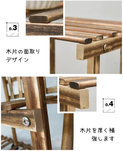 RAKUGEN 木製3段 フラワースタンド 屋外・室内対応 観葉植物用 プランタースタンド 植木鉢スタンド 花台 鉢スタンド 植木鉢台 鉢置き台 おし