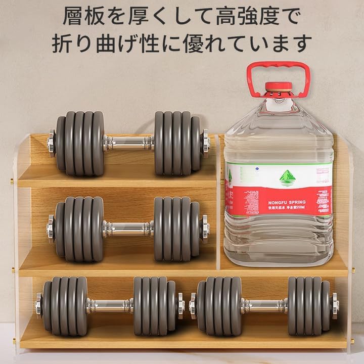 RAKUGEN 卓上収納ラック 木製 アクリル製 デスク上置棚 スパイスラック 飾り棚 本棚 机上台 多機能 おしゃれ 大容量 省スペース 組み立て簡