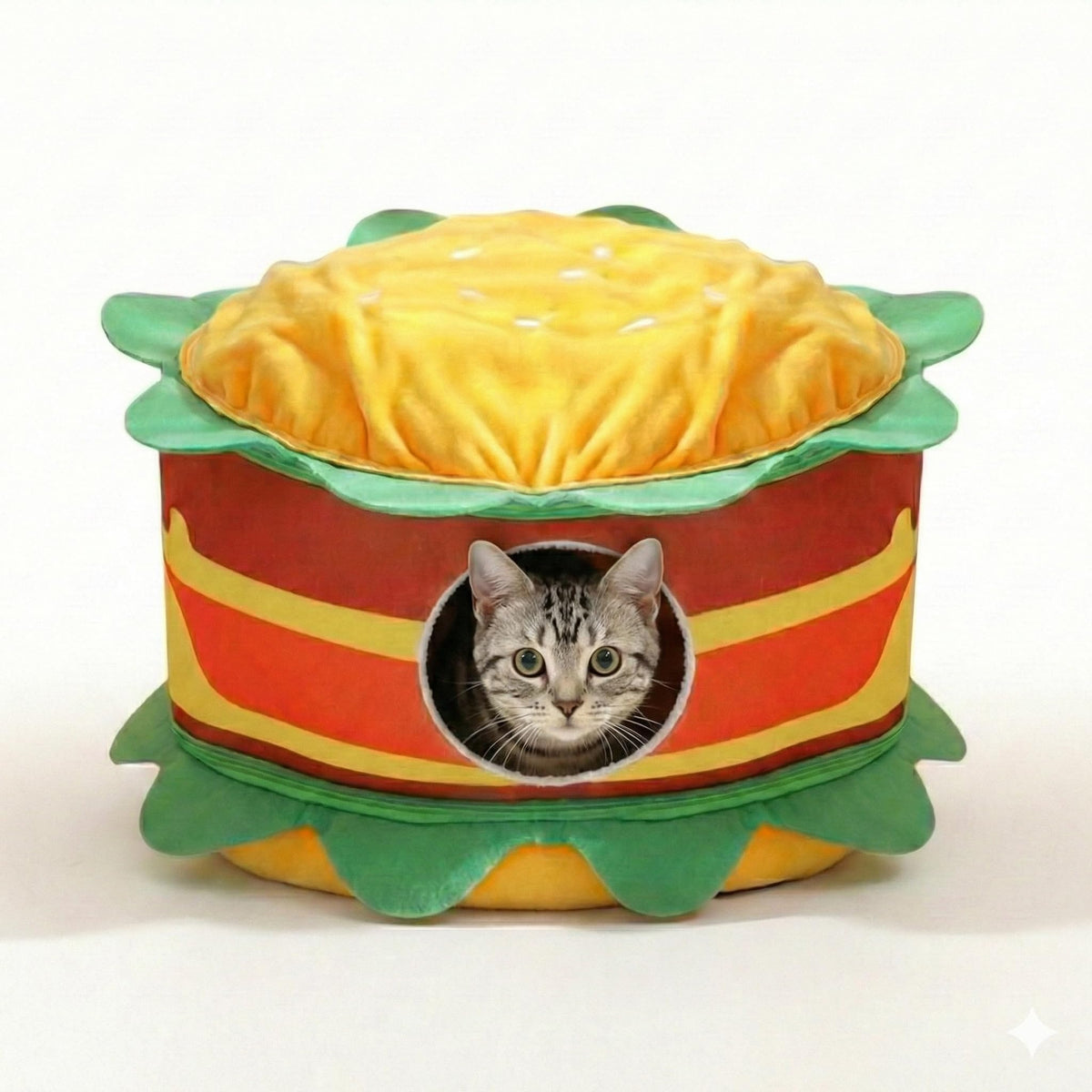 RAKUGEN フライドポテト型 ペットベッド 猫・小型犬用｜もこもこ丸型ハウス 水洗い可能 滑り止め底面 保温防寒 通年使用