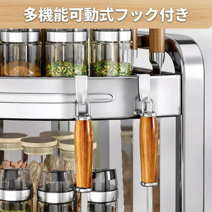 RAKUGEN コーナーラック 扇形構造 おしゃれ 三角コーナーラック 3段 ステンレス製 キッチン収納 スリムデザイン 隙間活用 小物置き台 サビに