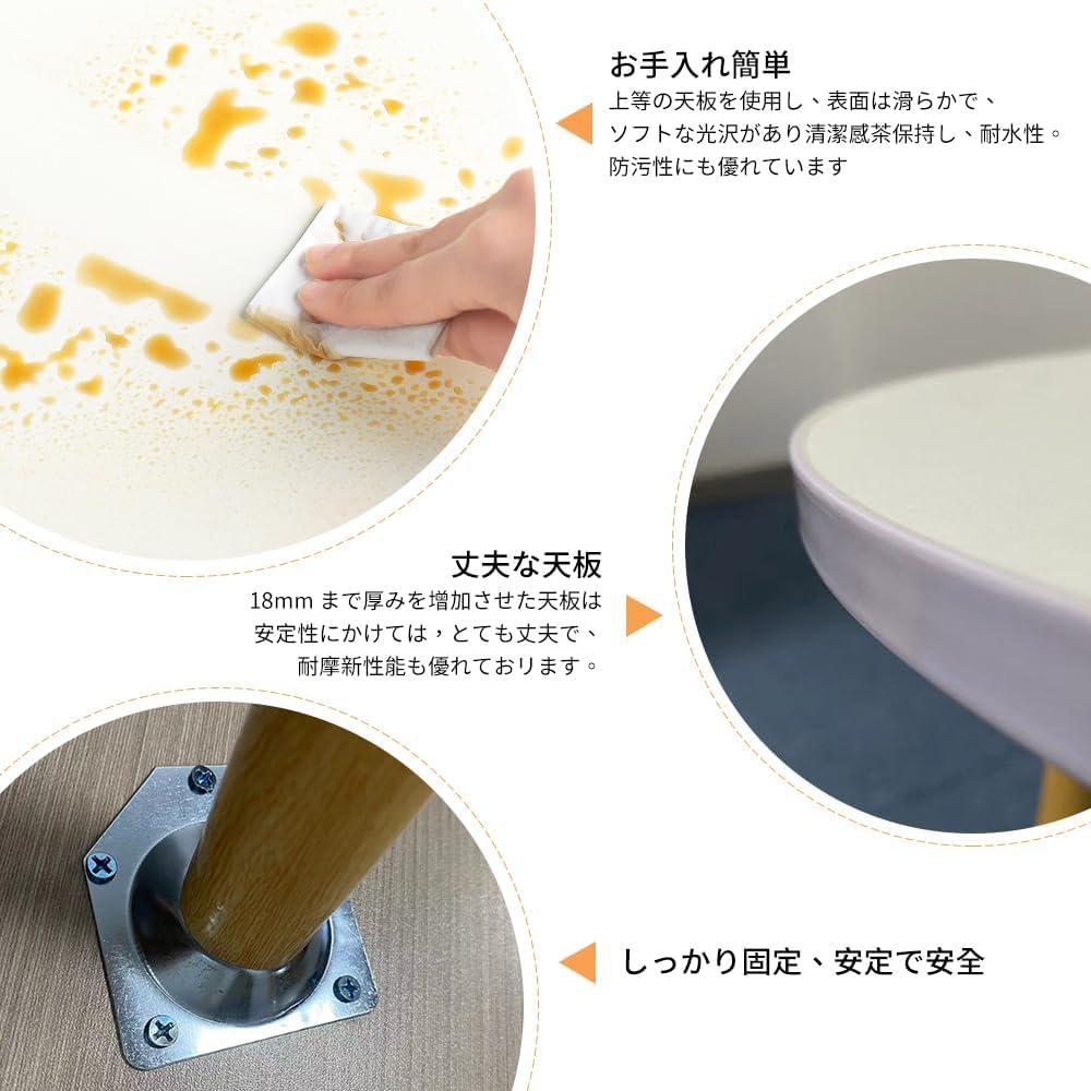 RAKUGEN 丸型ローテーブル ちゃぶ台 円卓 50×50×30cm｜木製折りたたみ センターテーブル 一人暮らし 子供部屋 省スペース