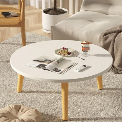 RAKUGEN 丸型ローテーブル ちゃぶ台 円卓 50×50×30cm｜木製折りたたみ センターテーブル 一人暮らし 子供部屋 省スペース