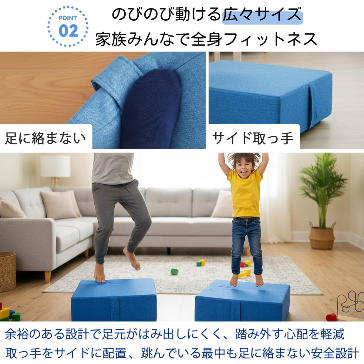 RAKUGEN ジャンプクッション スプリングなし 3層構造 静音設計 大型 クッション 子供用 大人用 室内 ダイエット エクササイズ 家庭用 トラ