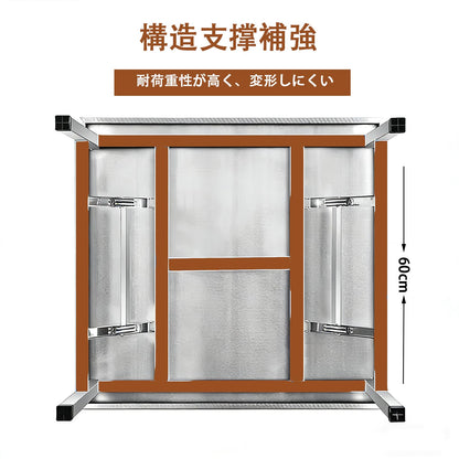 RAKUGEN ステンレス 折りたたみ作業台・配膳テーブル｜業務用 耐熱・防錆・防水 屋外席 厨房 サブ調理台 アウトドア BBQ