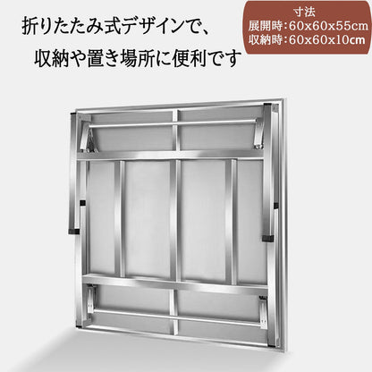 RAKUGEN ステンレス 折りたたみ作業台・配膳テーブル｜業務用 耐熱・防錆・防水 屋外席 厨房 サブ調理台 アウトドア BBQ