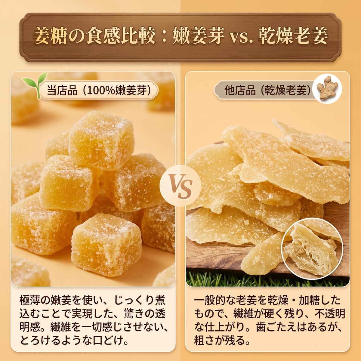 RAKUGEN 本格辛口 生姜糖 200g｜甘さ控えめ・繊維の少ない若芽生姜厳選 ガツンとくる辛み 眠気覚まし 温活 喉ケア