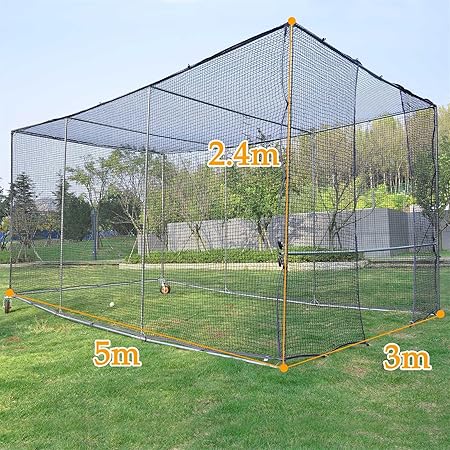 野球バッティングケージ 3x2.5x5ｍ ホイール付き